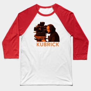 An Orange Stanley Kubrick Behind the Camera Baseball T-Shirt